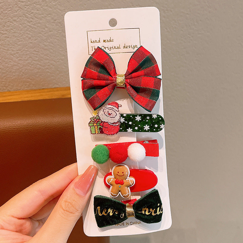 Wholesale Children's Red Bow Christmas Snowman Holiday Dress Up Hair Clips